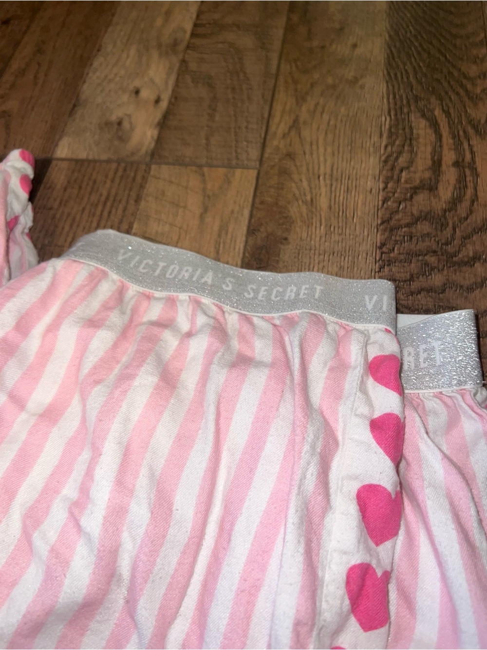 Victoria's Secret Pink & White Striped Pajama Pants with Heart Side Trim - Picture 3 of 4